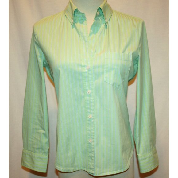 THEORY Lime Green & Blue Stripe Shirt Small - Picture 1 of 8